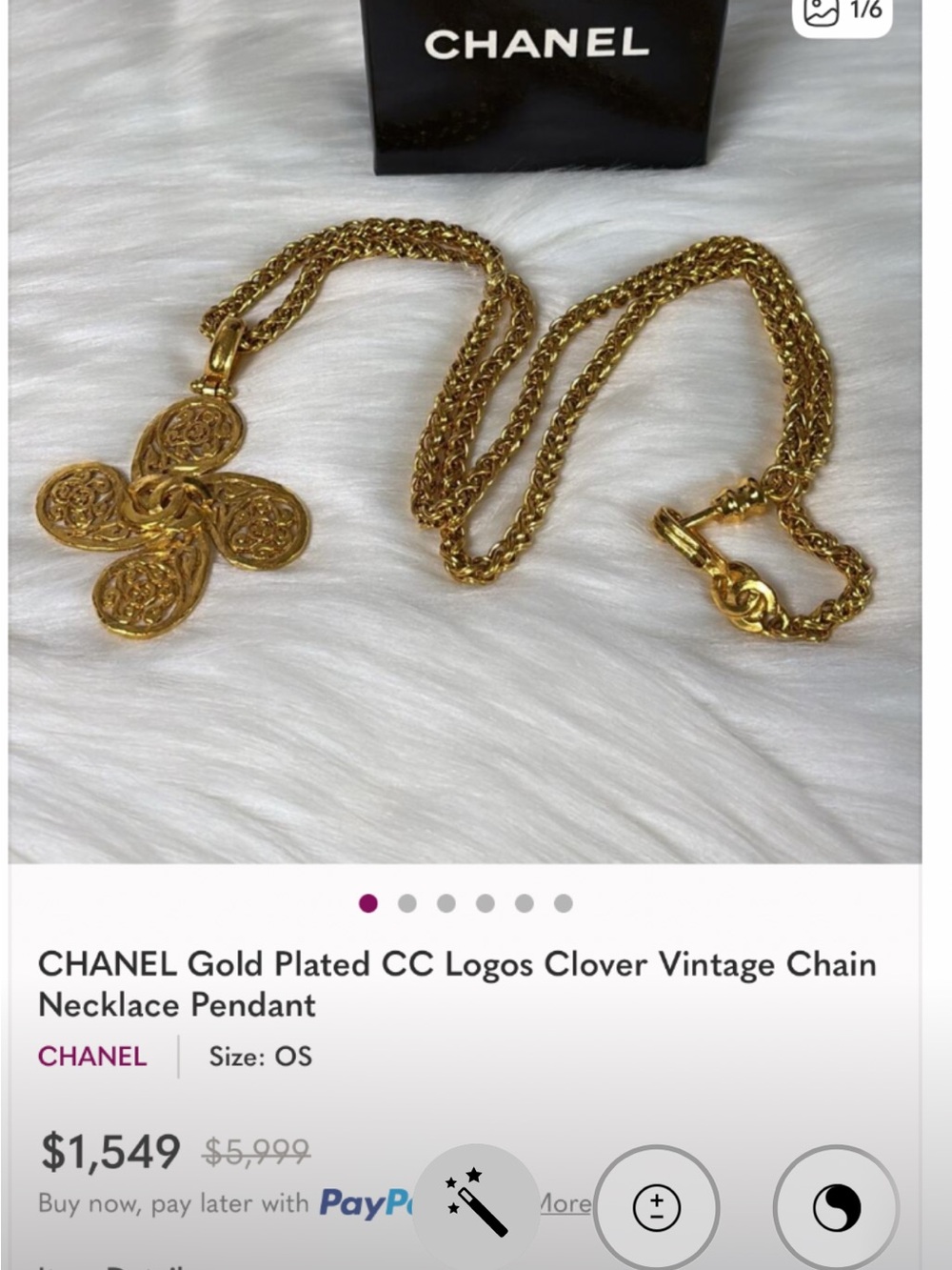 CHANEL Gold Four-Petal Filigree Clover Necklace